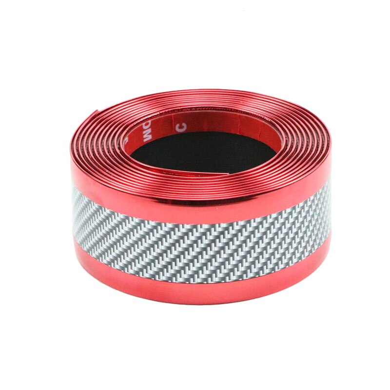 Car Rear Trunk Protector Sticker Door Sill Bumper Guard Paint Anti-Scratch Strip Carbon Fiber Stickers 1m: two-color red