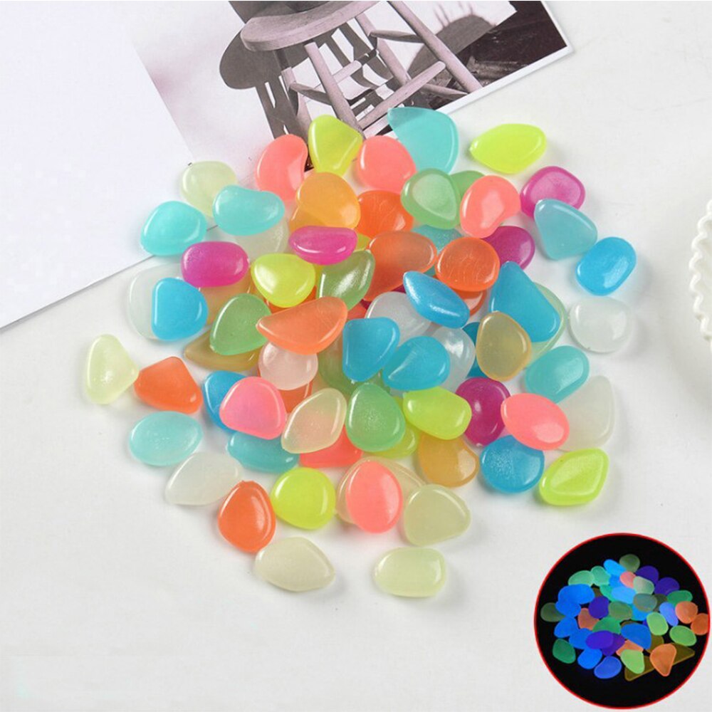 50/100 sztuk świecące kamienie otoczaki do ogrodu blask kamienie skały na chodniki ścieżka ogrodowa Patio trawnik ogród wystrój ogrodu: 100pcs / Mix Color
