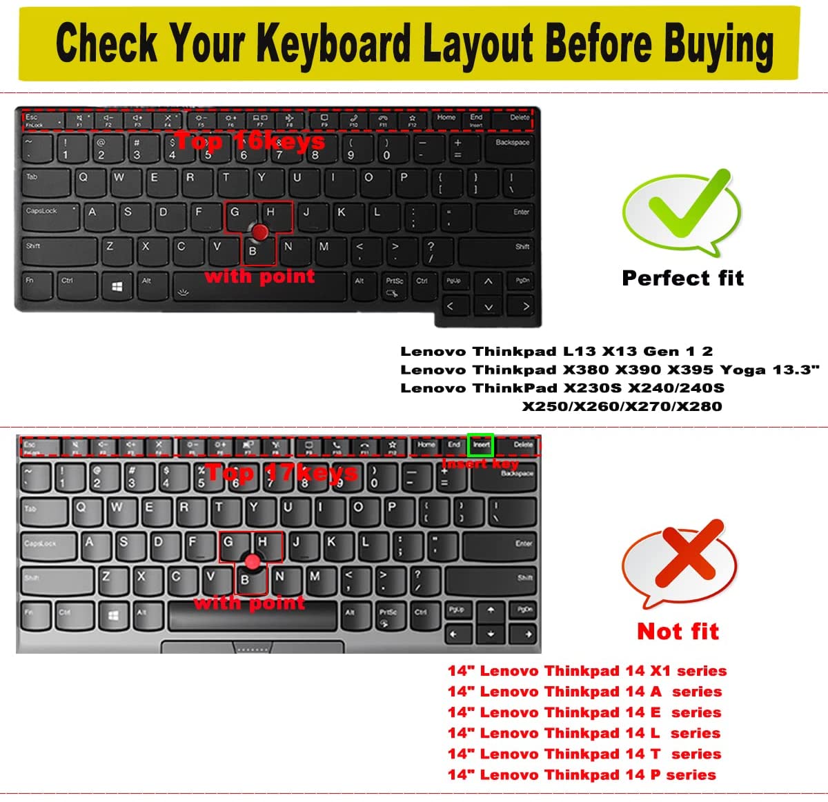 Silicone Keyboard Cover Keyboard Protector For Lenovo Thinkpad Yoga 370 380 X390 / Thinkpad L13 yoga 13 13.3 inch