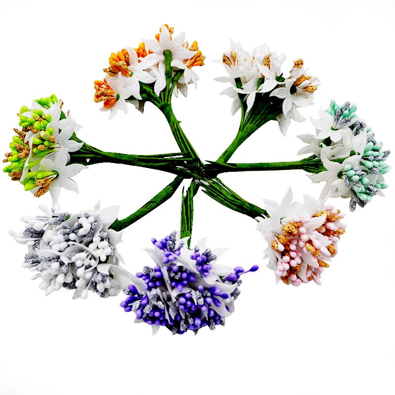 24 stk mini støvbærere bær guld sølv plastknop kunstig blomsterbuket scrapbooking håndværk bryllup dekoration fest forsyninger