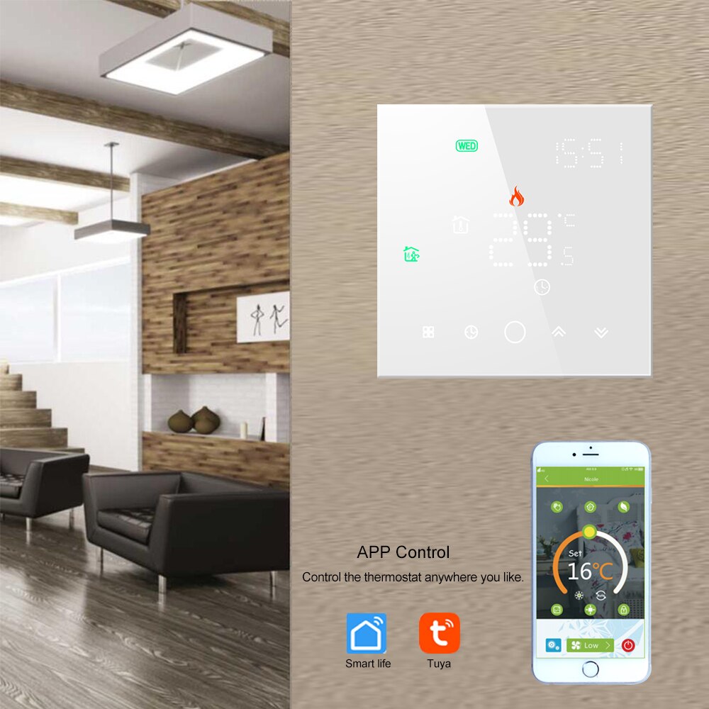 MJZM-termostato WiFi para caldera eléctrica/de agua/Gas, calefacción inteligente para el hogar, funciona con Alexa, TUYA y Google