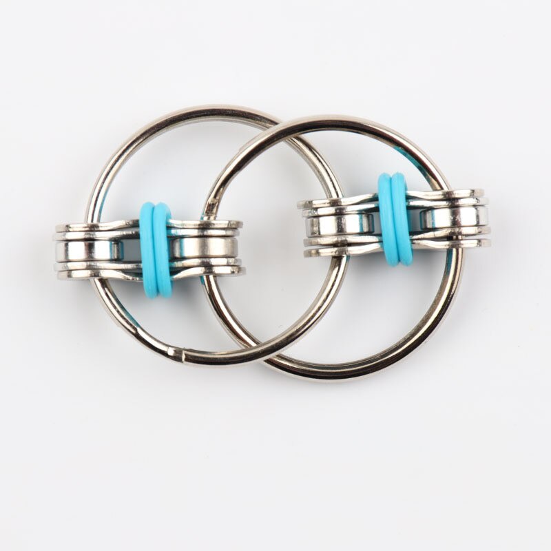 8Pc Metalen Puzzel Keten Fidget Speelgoed Voor Autisme Ketting Fidget Speelgoed Hand Spinner Sleutelhanger Zintuiglijke Speelgoed Stress Verlichten adhd Top Puzzels: Sky Blue