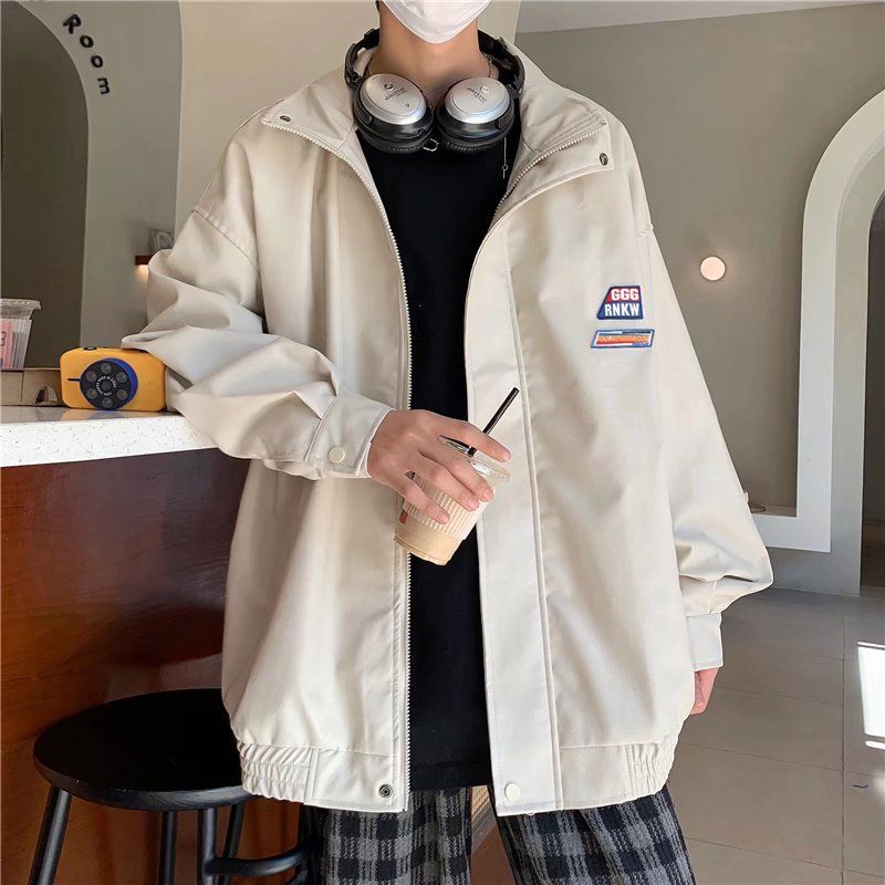 Lente Leren Jas Mannen Vrouwen Koreaanse Trend Br Locomotief Kleding Leren Jas Knappe Hong Kong Stijl Liefhebbers Alle-Match top: apricot / Xl