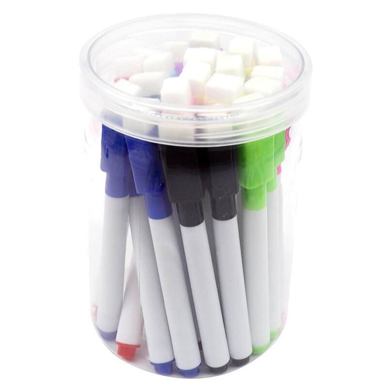 24 Pck of Erasable Whiteboard Pens with Tape Brushes 8-Color Ink Buckets Children's Drawing and Writing Pens: Default Title