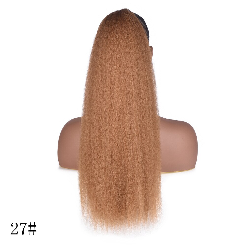 jeedou Yaki Straight Hair Ponytail Drawstring Updos Ponytails Black Brown Synthetic Hair Extensions Fluffy Haipieces: #27