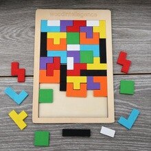 Houten Kinderen Puzzel Tetris Vroeg Leren Baby Vorm Pairing Puzzel Blokken