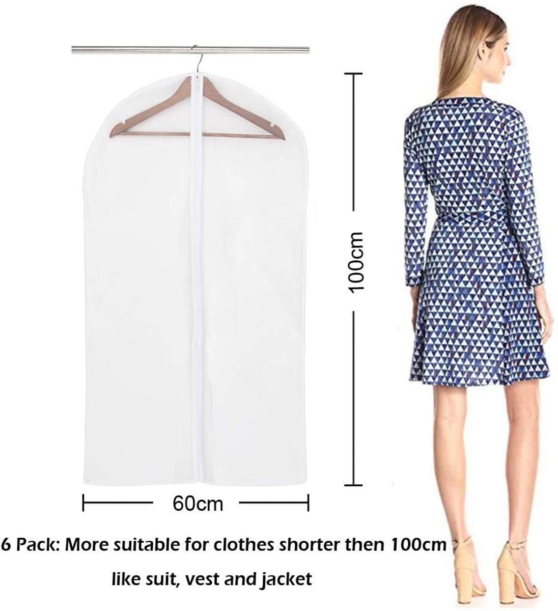 5 stuks kledinghoezen doorzichtige kledinghoes eva stofdicht waterdicht anti-mot met rits voor pak jas jurk kast kledingopslag