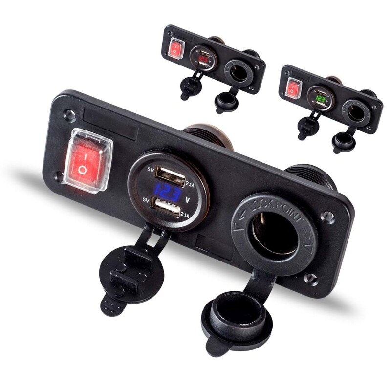 Auto Boot Truck 12V 24V 2 Usb Charger Voltmeter Schakelaar Sigarettenaansteker