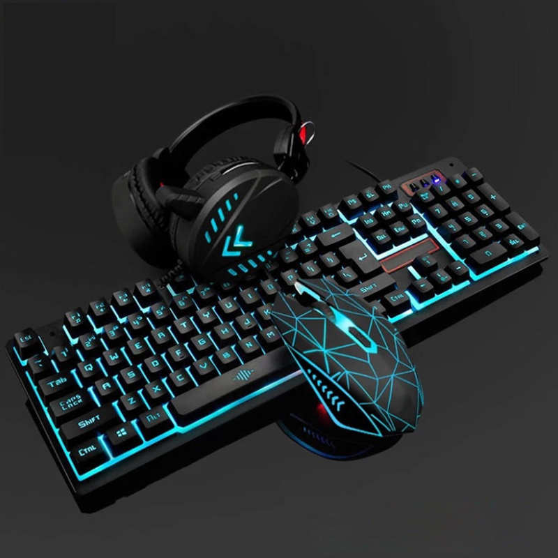 3Pcs Wired Keyboard Mouse Headset Set Gaming Backlight Keyboard for Laptop Computer