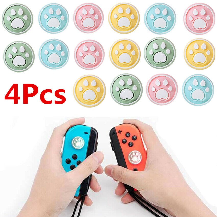 4pcs Cat Dog paw Joystick Thumb Paws Grip Cover Caps for Nintendo /switch /Joycon for Controller Gamepad Thumbstick Case