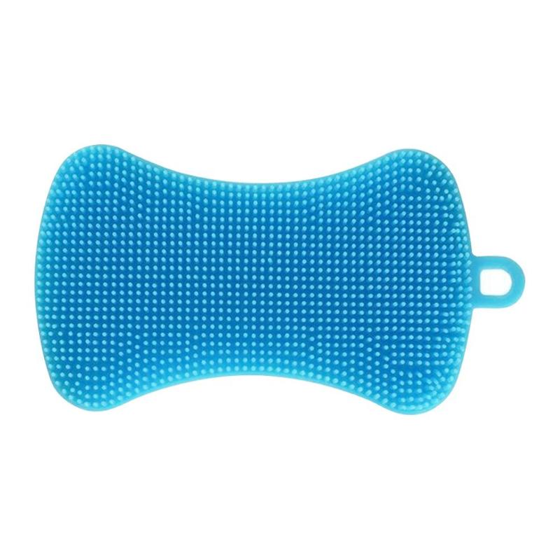 1Pc Keuken Borstel Siliconen Afwasborstel Pot Pan Spons Scrubber Fruit Groente Schotel Wassen Schoon Borstel: Blue