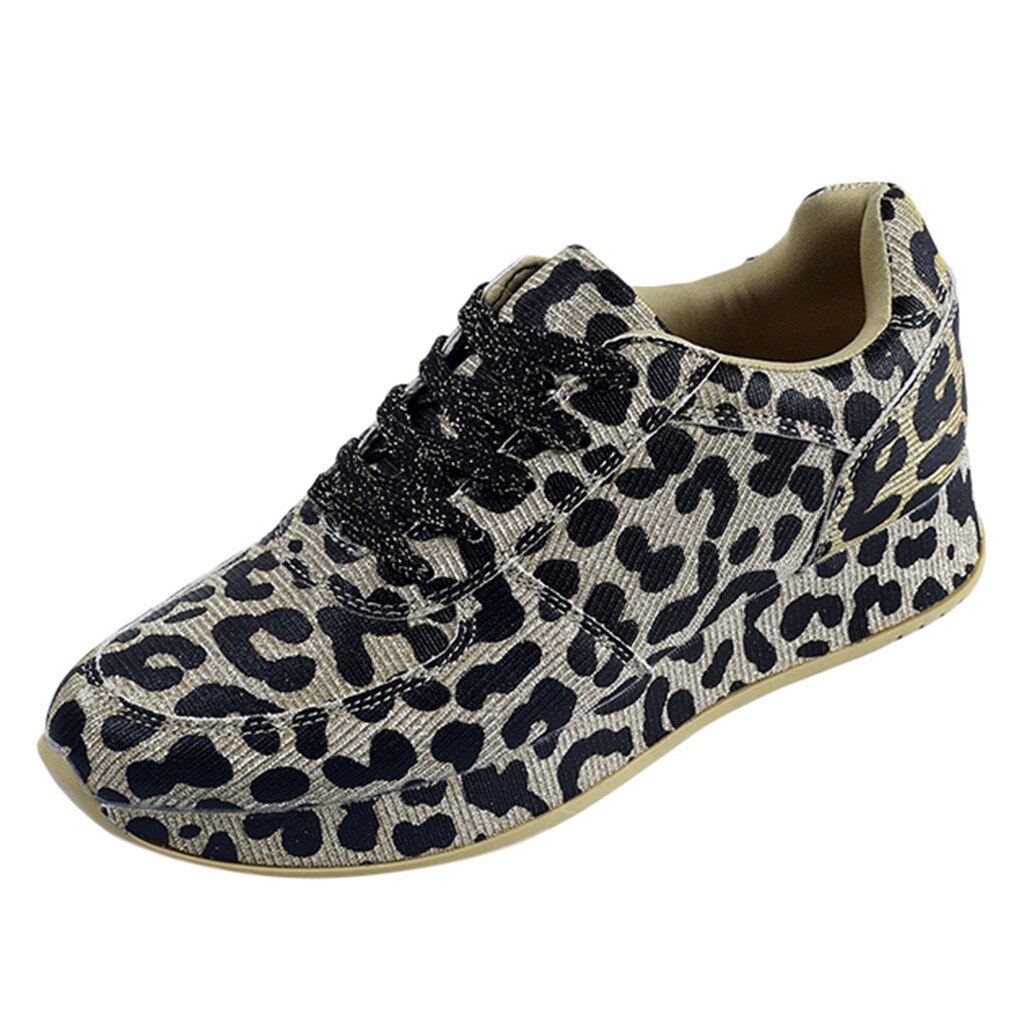 Women's Leopard Print shoes Wild Women's Sneakers Shoes Increased Casual Shoes sport shoes woman na platforme#G3: Gold / 6