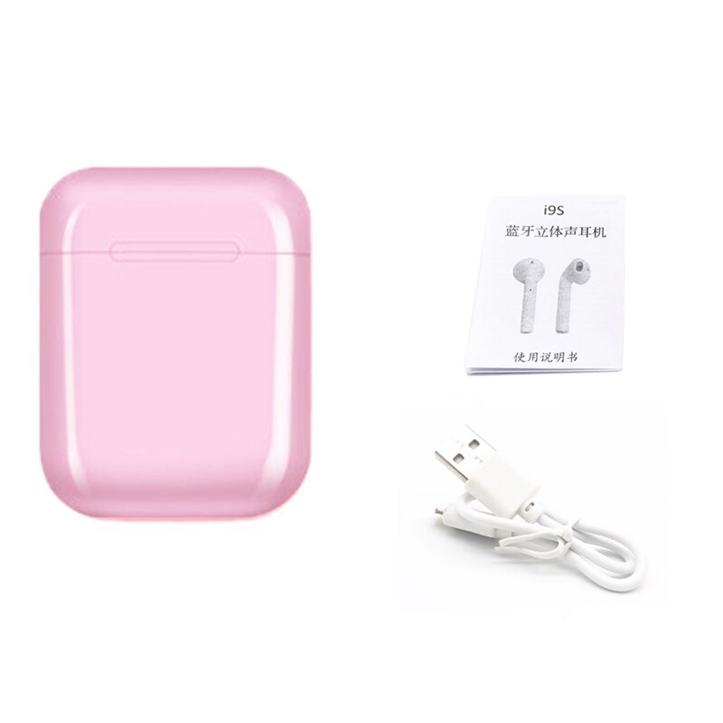 Auriculares i7s i9s tws auriculares inalámbricos con Bluetooth, auriculares estéreo 5,0 de sonido HiFi, Auriculares deportivos para llamadas de teléfono, todos los teléfonos inteligentes: i9s-Pink