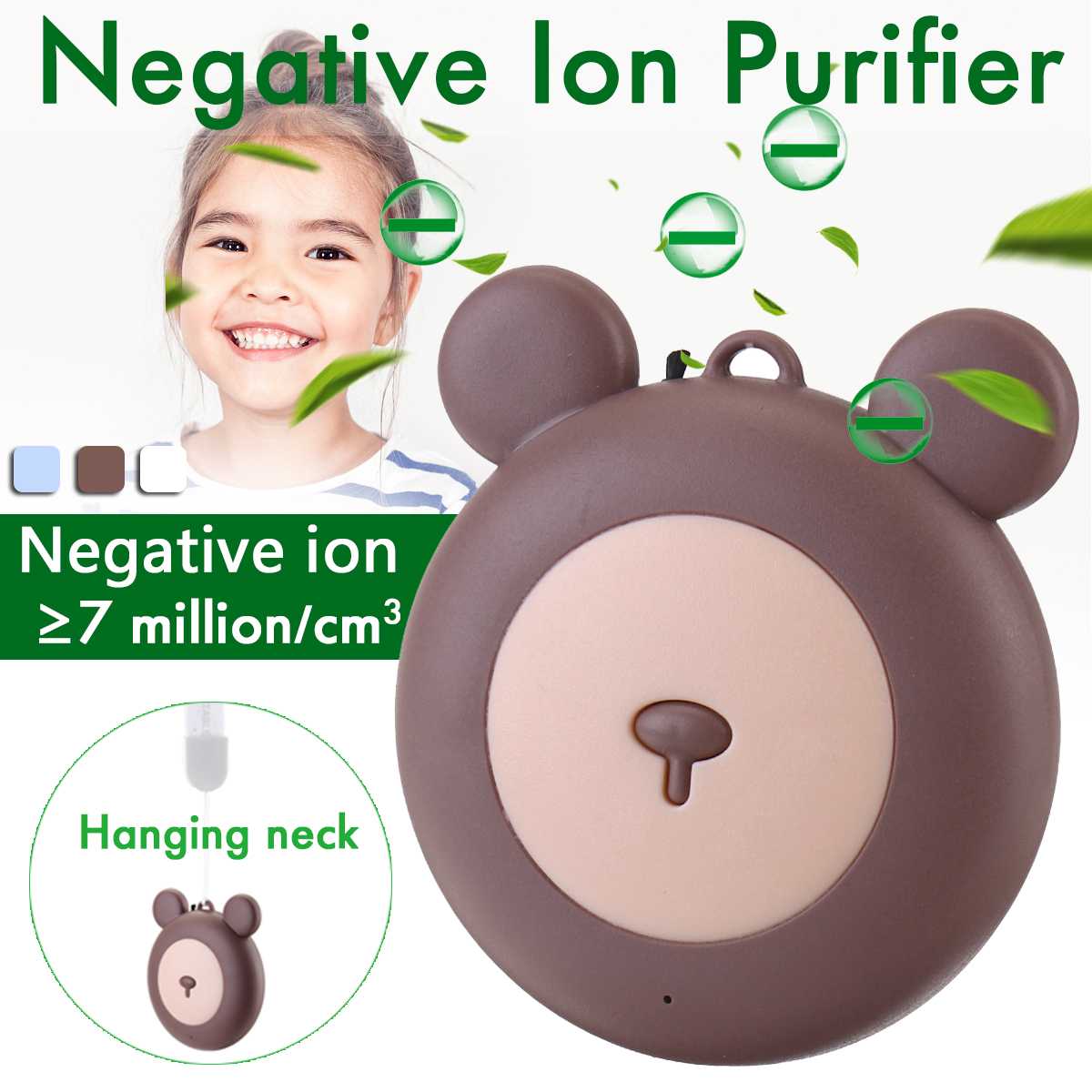 USB Portable Wearable Air Purifier, Personal Mini Air Necklace Negative Ion Air Freshener - No Radiation Low Noise for child