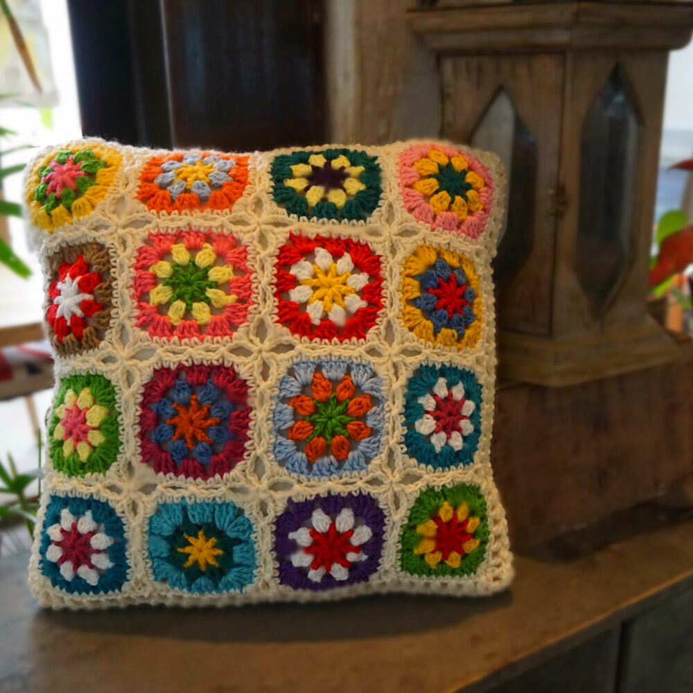 Handgemaakte Gehaakte Kussen Granny Wit Daisy Bloem Patroon Kussen Handgemaakte Home Decoratieve 45x4 5Cm/40x40cm