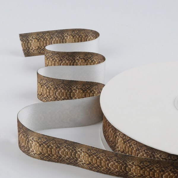 Snake Skin & Leopard pattern printed Poly Cotton ribbon for Party Home Wedding Decor Wrapping Garment Accessories: 2.5cm Orange Yellow