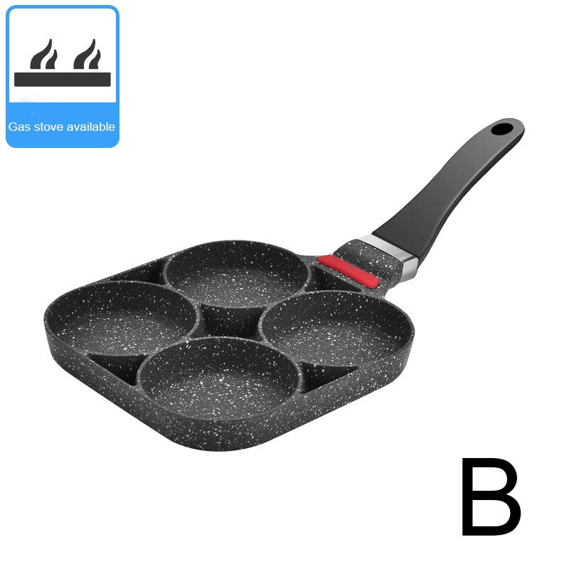 4 Hole Fried Egg Burger Pan Fried Egg Pan Pancake Frying Pan Egg Cooker Gas Stove B1: gas