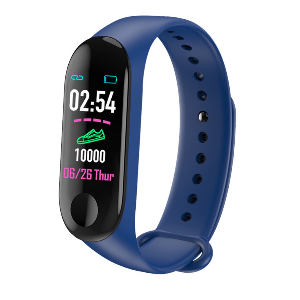 Armband färgpekskärm fitness tracker blodtryckspulsmätare smart armband fitness smart band  m3 sportklocka: Blå