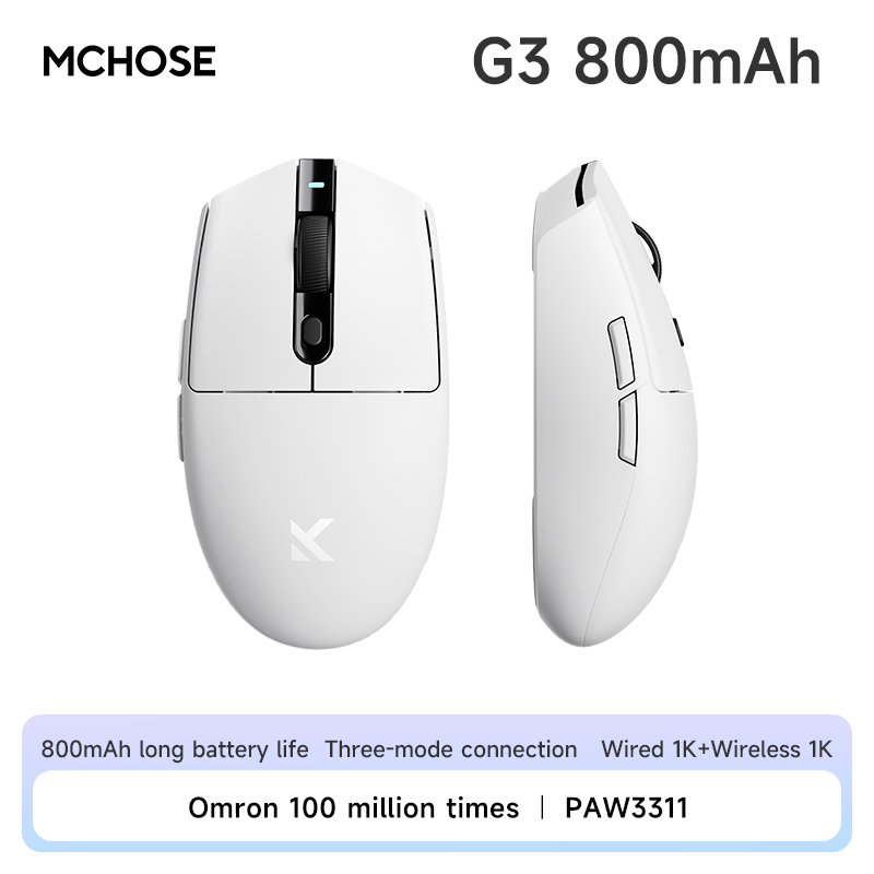 MCHOSE G3 Gaming Muis Bluetooth 2.4G Paw3311 Tri-mode Draadloze Lichtgewicht Muis Ergonomie Gamer Laptop PC Gaming Muis: Paars
