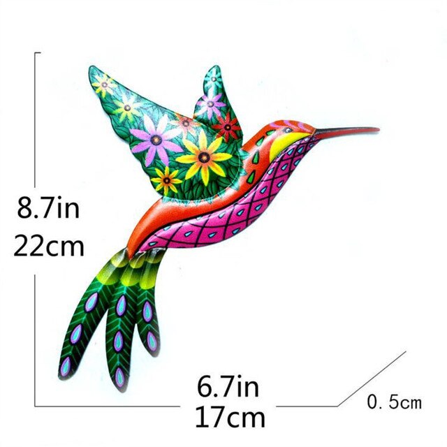 Oiseau colibri en fer forgé, artisanat d&#39;art Mural pour salon, jardin, bureau, décoration murale de chambre à coucher: pink red