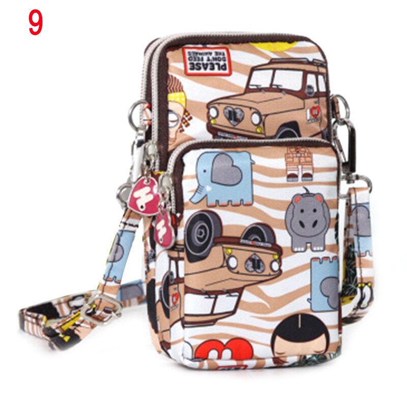 Crossbody carteira durável waterpoor moeda bolsa de telefone celular dos desenhos animados impresso mini bolsa de ombro 9x5x17.5cm: 9