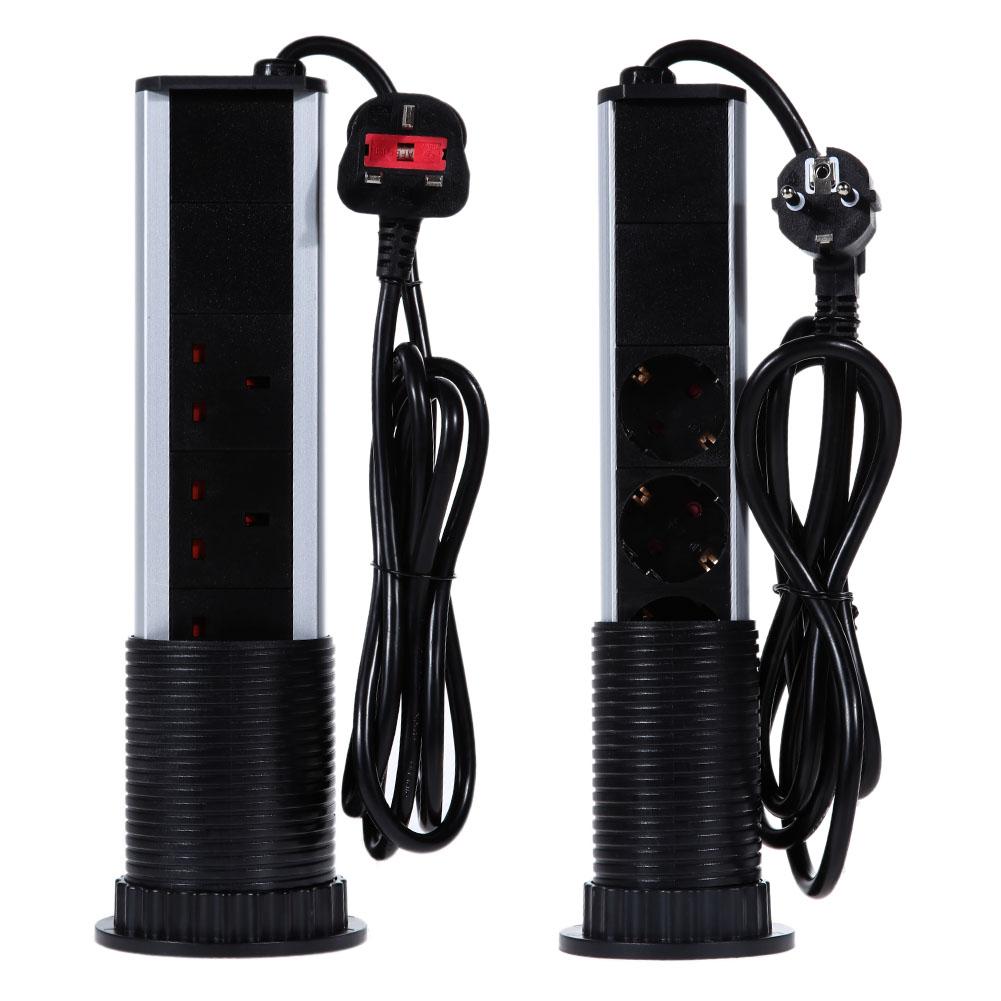 Pull pop  up 3 stikkontakt 2 usb opladningsport køkkenbord skrivebordsstik udtrækkelige bordplader bordplade eu/uk stik
