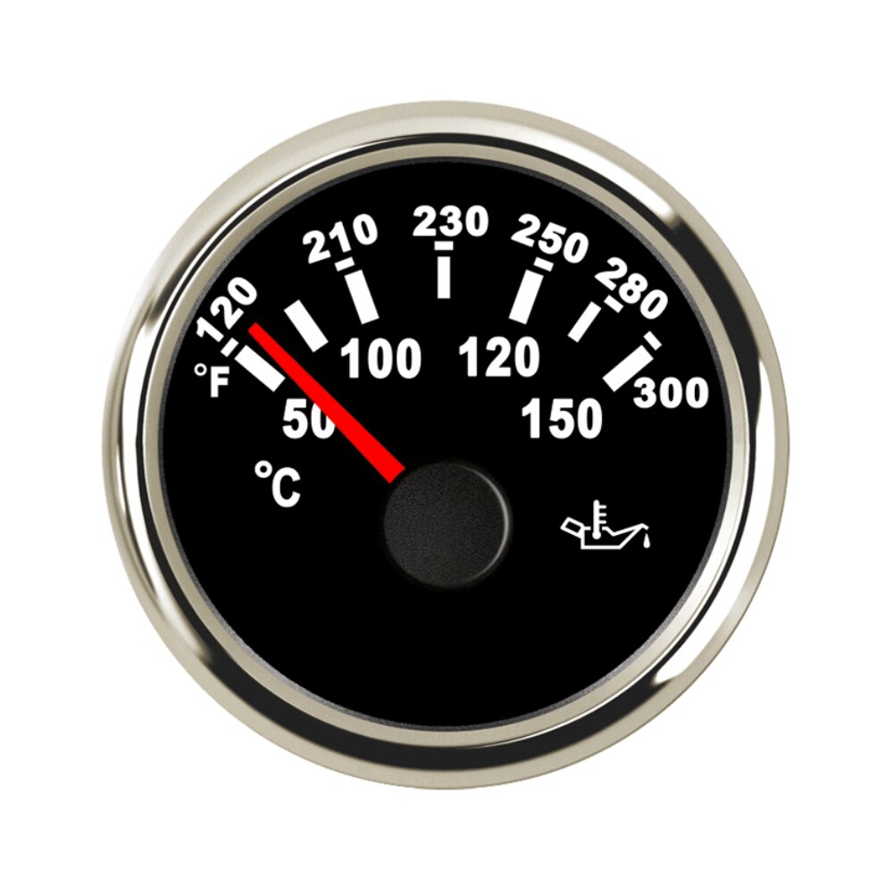 Universal 2"(52mm) Oil Temp Gauge Meter 50-150 with Red Backlight 12V 24V for Car Boat: BS