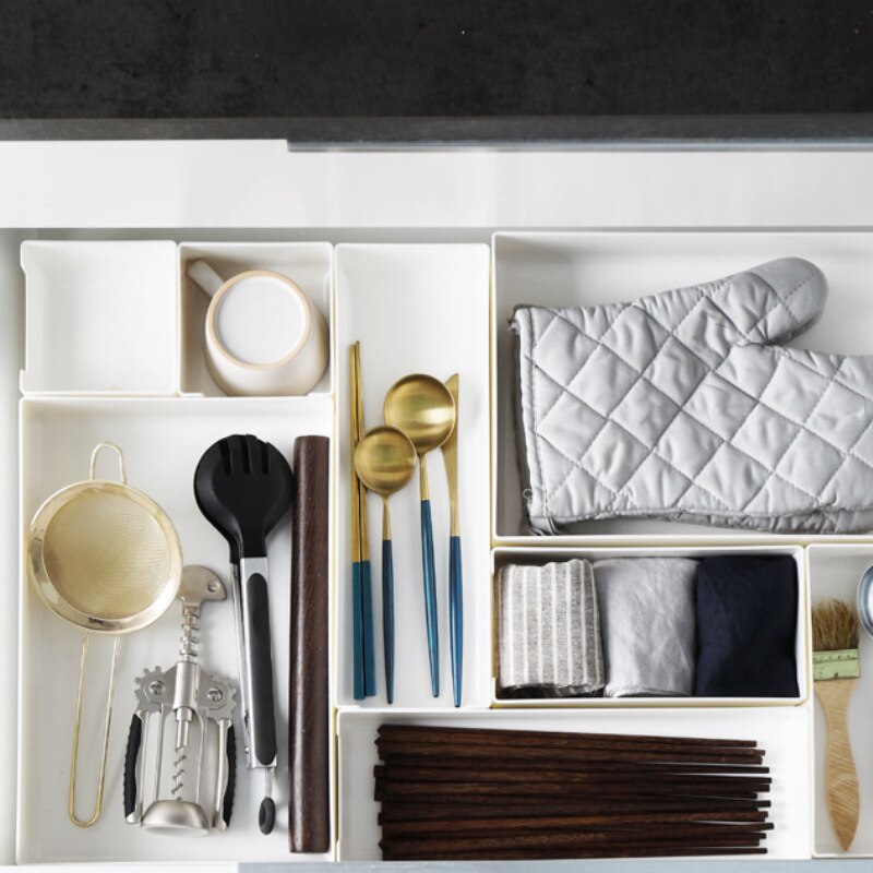 Dividers for Drawers Kitchen Order Partition Cutlery Cabinet Plastic Furniture Container Desktop Storage System Organizer Chest