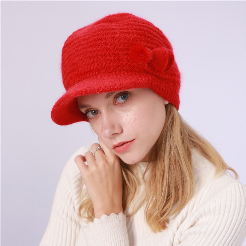 Winter Hat for Women Ladies Knitted Crochet Warm Slouchy Knit Baggy Ski Newsboy Caps Casual Plain Sweet casquette: E