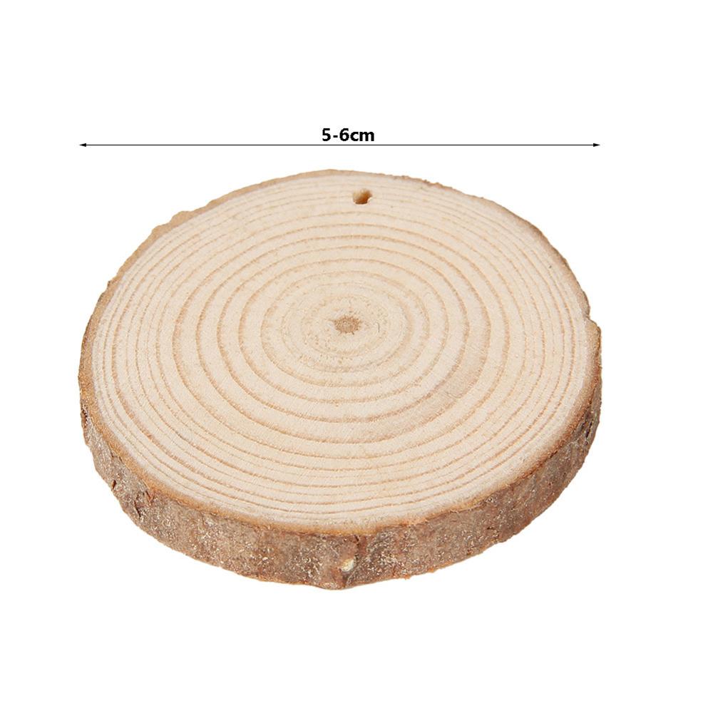 Perforadas decorativas naturales Rodajas de madera círculos con discos de troncos de corteza de árbol para decoración de pintura de de boda artesanal DIY: 5-6cm