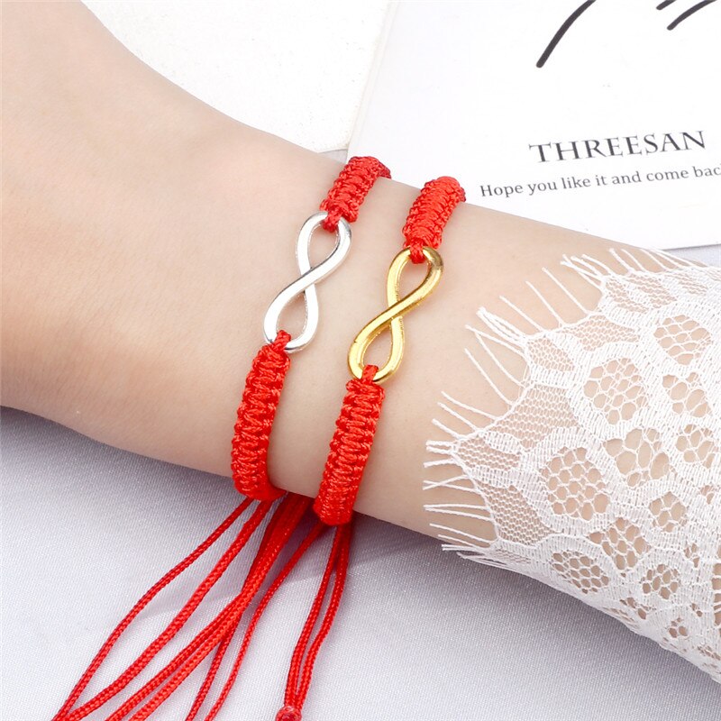 2 Stks/set Infinity Gevlochten Kit Armband Zwart/Wit Touw Vriendschap Liefde Koppels Charm Verstelbare Armbanden Mode-sieraden Cadeau