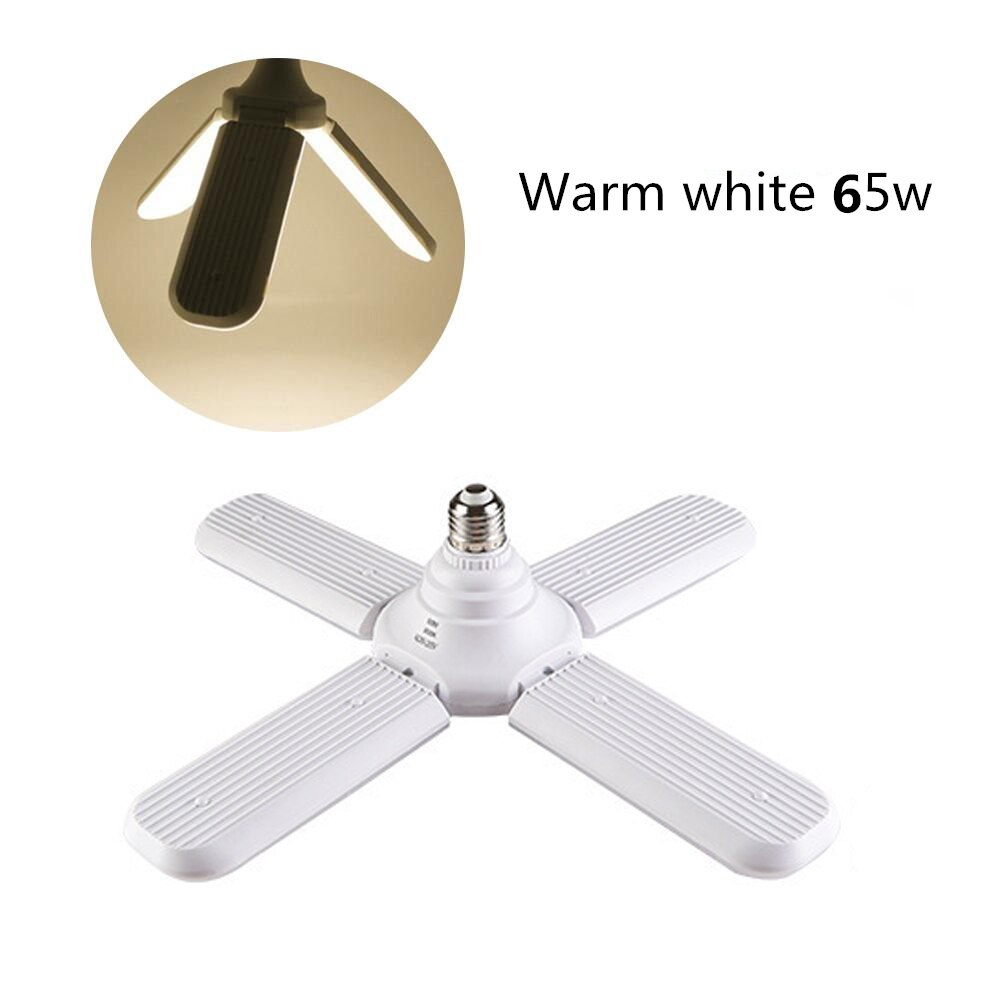 110-265V E27 Led Lamp Opvouwbare Fan Blade Lamp 30W 45W 65W Led Lamp Super bright White 6500K 3000K Voor Indoor Thuis Plafondlamp: Warm white65w