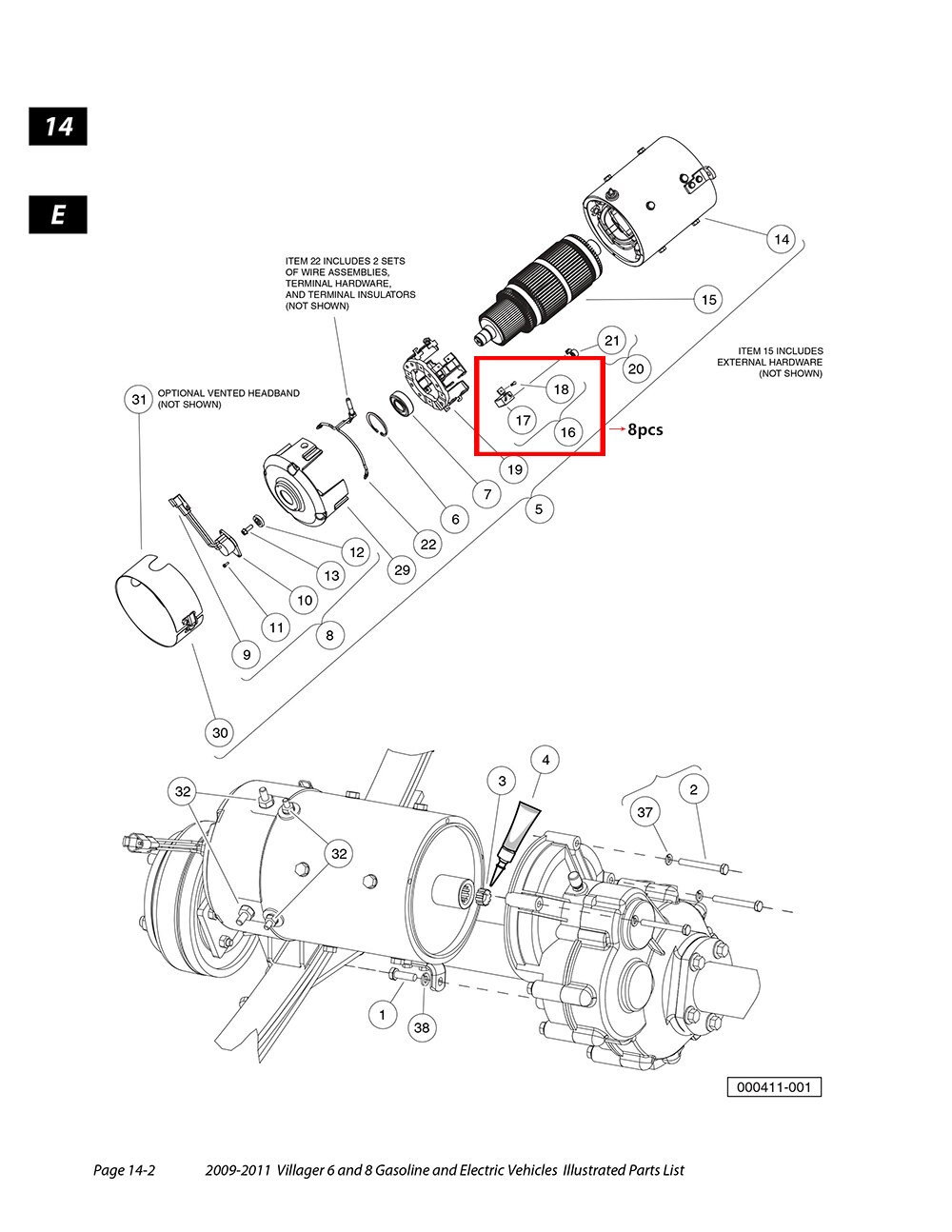 Kit Brush 3.7HP ,Brush Motor #102938601 fits on CLUBCAR L6 L8