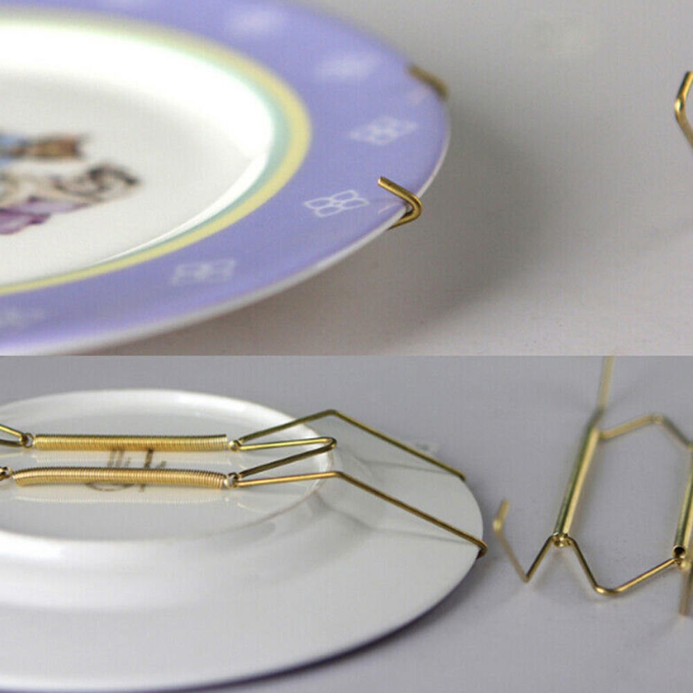 10pcs 8Inch/10Inch Wall Plate Hanger W Type Dish Spring Holder Invisible Dish Hangers Holder Wall Display Plate Stand