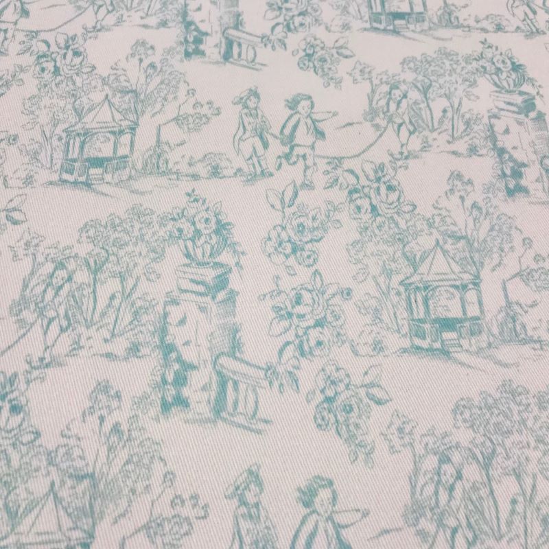 Toile de jouy en coton vert menthe 100% serge