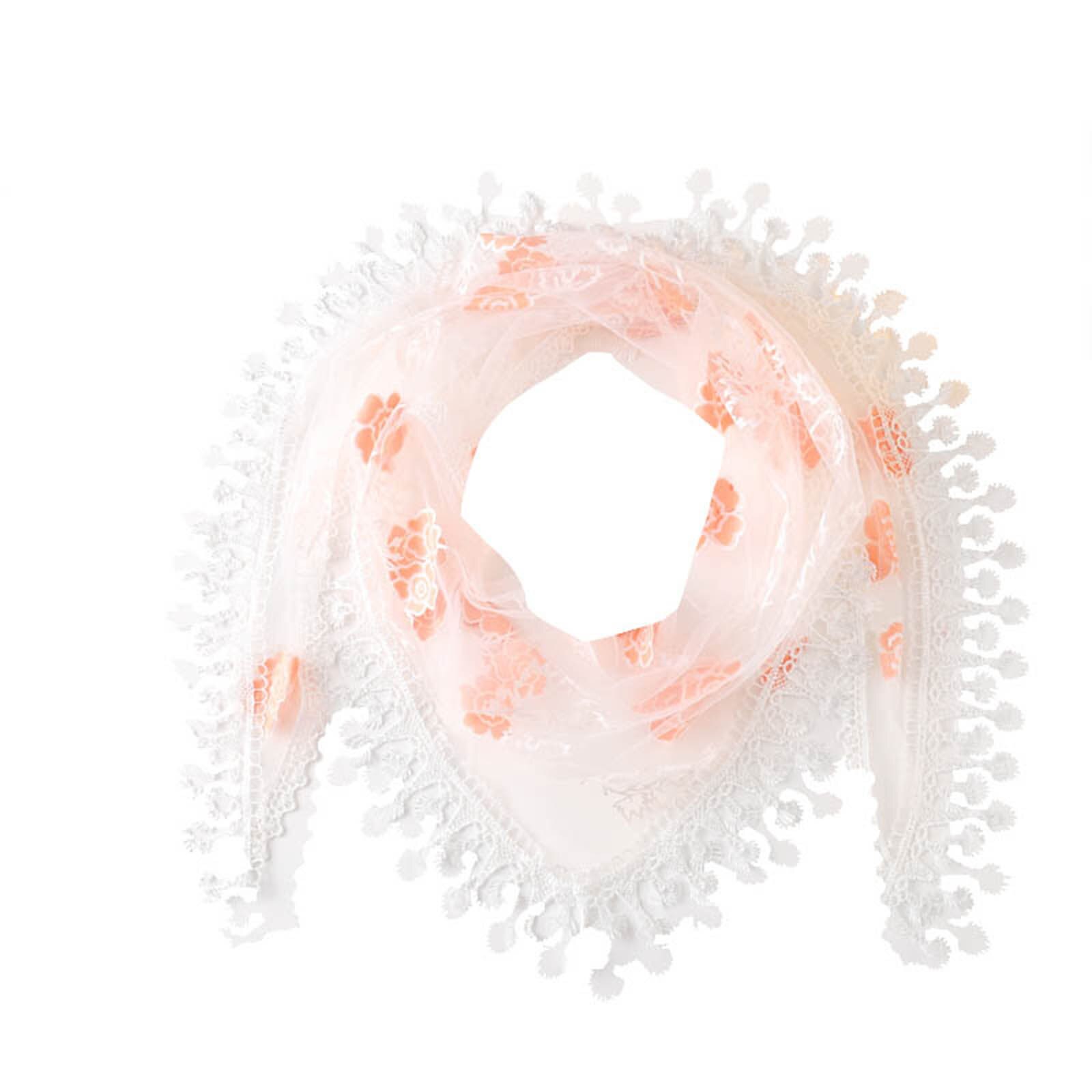 Bufanda multifuncional con borlas de encaje para mujer, chal de flores, pashmina suave, estola de playa de Echarpe,