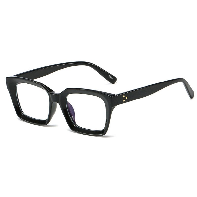HBK Square Eyeglasses Frame Women Optical Clear Glasses Frame Brand Plain Eye Glasses Oculos De Grau Femininos: C03 Gloss Black