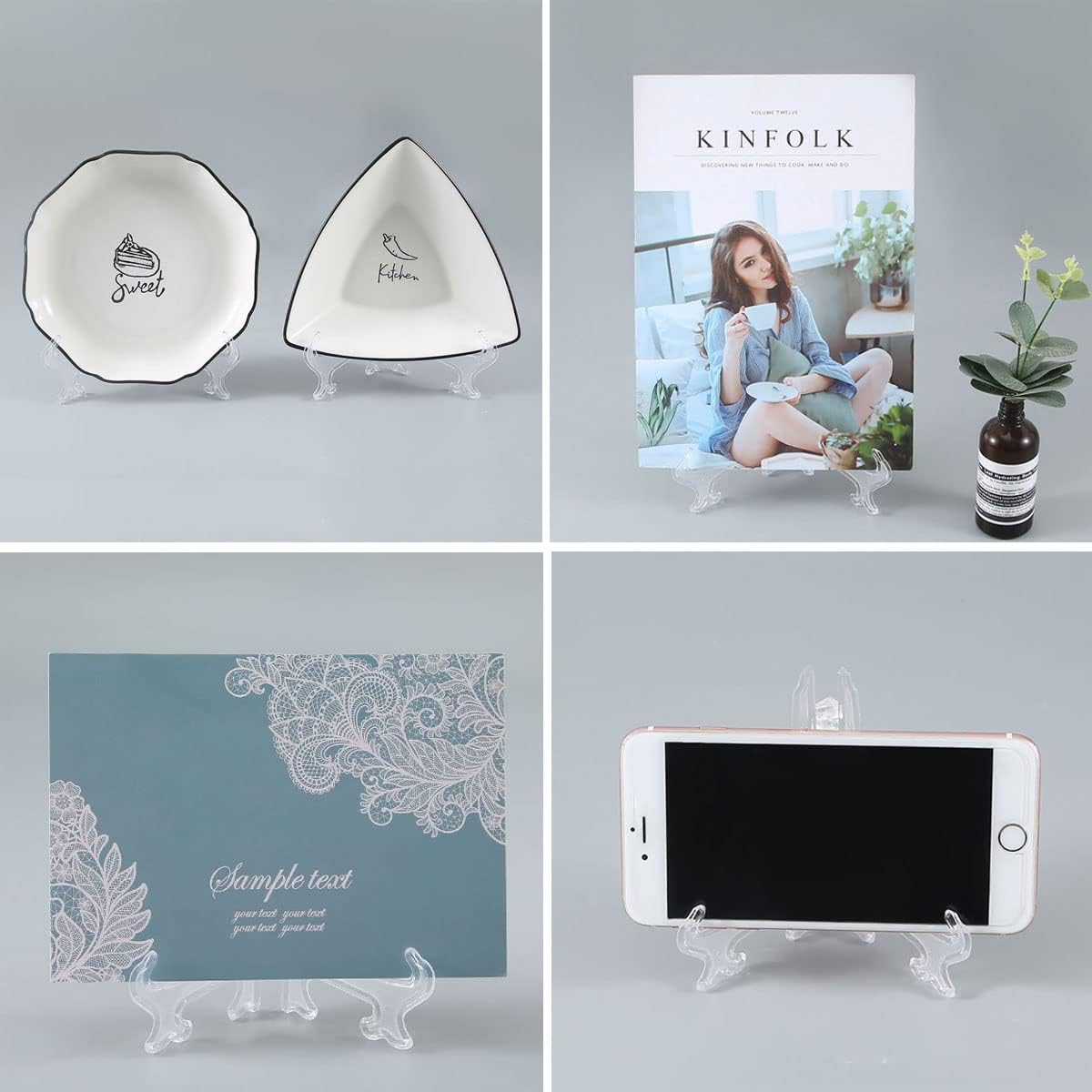 12/1 pezzi cavalletti in plastica trasparente supporto da tavolo pieghevole in acrilico piatto ciotola cremagliera foto cornice supporto portaoggetti decorazioni per la casa