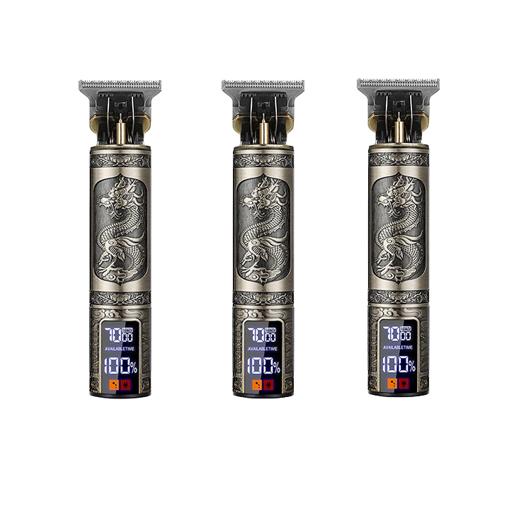 Coiffeur électrique avec affichage numérique LCD, chargement USB, batterie intégrée de grande capacité, longue durée de vie, sculpture, rasoir Bergame, populaire: BLEU CIEL