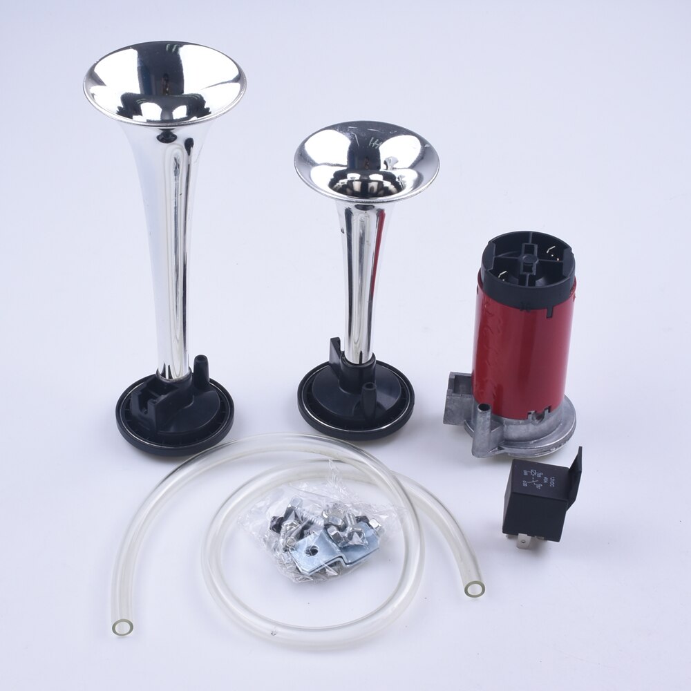 12V Universal Loud Dual Trumpet 135db Loud Chrome Air Horn Compressor Kit RV Train Car Truck Boat for Kawasaki Z750 ZX-10R