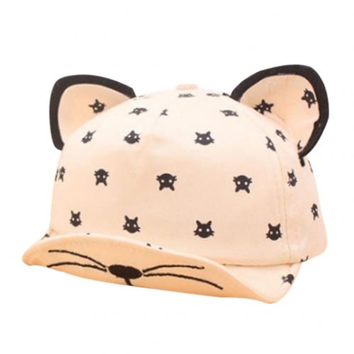 Unisex Girls Boys Outdoor Cartoon Cat Ear Baseball Cap Children Sun Hat: Beige