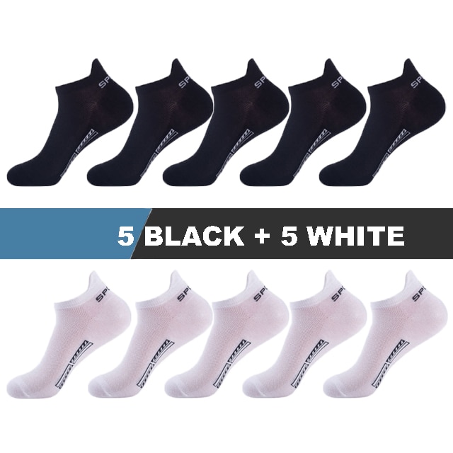 10 par/lote calcetines de hombre de calcetines deportivos de algodón transpirables tobilleros malla Casual Atlético verano corte fino corto Sokken: Talla única / Beige