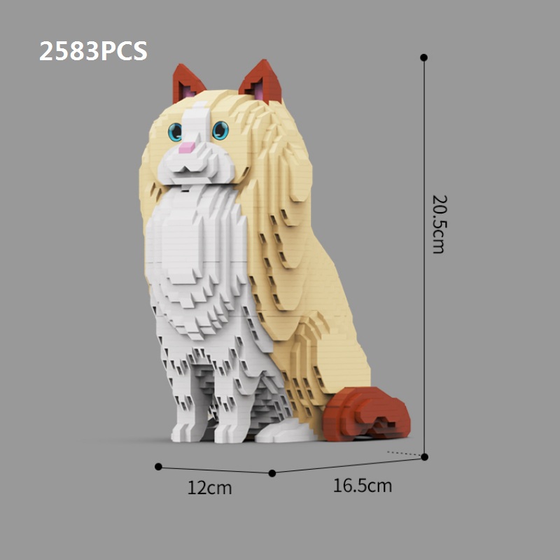 Mini Blocks Dog Realistic Animal Golden Retriever Kit Persian Ragdoll Cat STEM Educational Toy Home Decoration: YELLOW