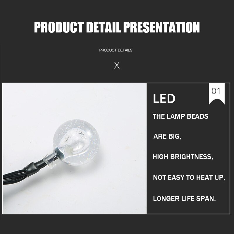 Guirlande solaire 50led 7.5M, 2 types d&#39;alimentation, féerique, boule de cristal, décoration de maison, noël, mariage
