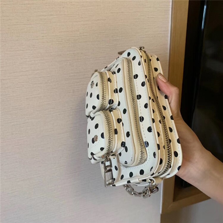Dames handtas heuptasjes met stippen dames retro ketting pu leren borsttassen handtassen heuptasje