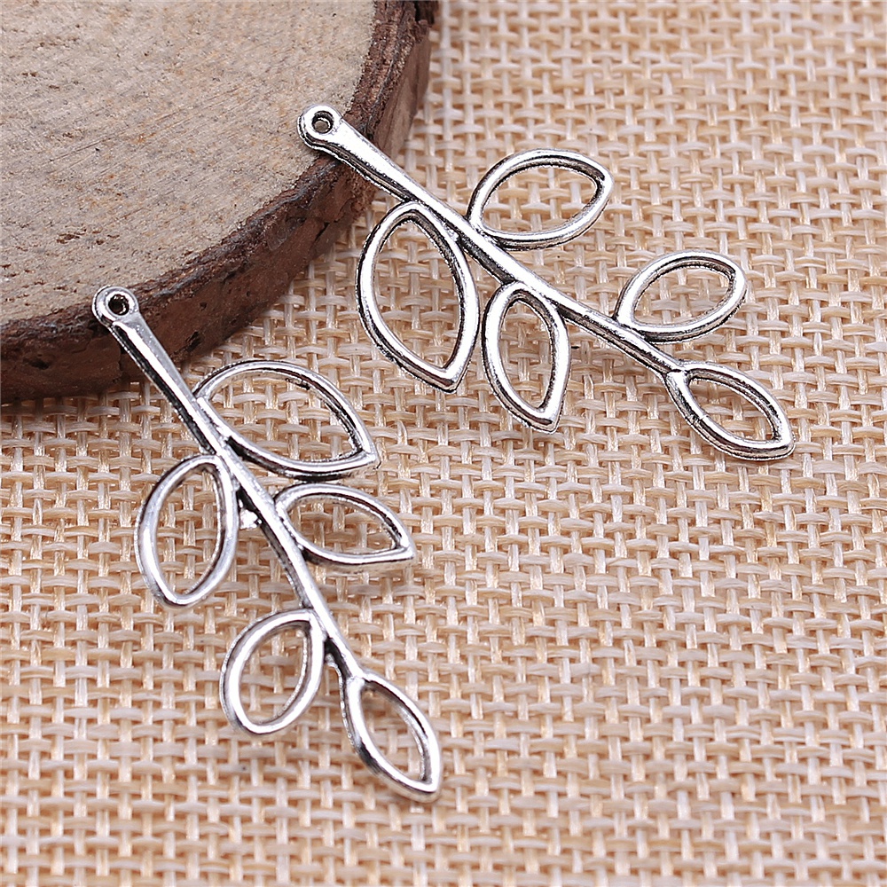 Zubehör Für Schmuck 20 stücke 37x19mm Antike Silber Farbe Hohl Blatt Zweig Reize