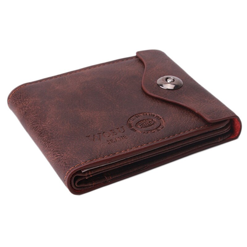 PU Men's Wallet Multifunctional Short Men Wallet Hasp Coin Purse Card Holder: Brown