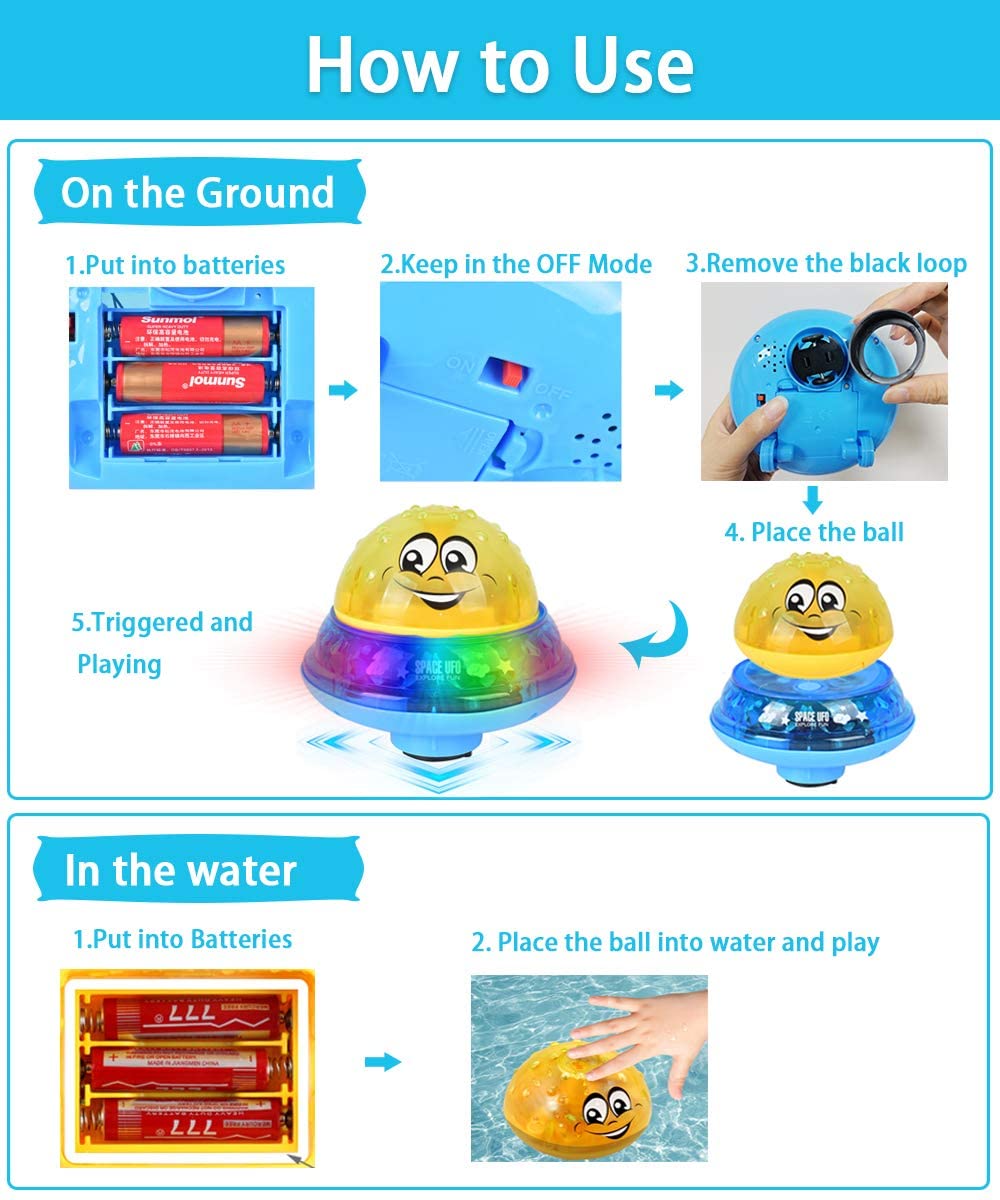 Badspeelgoed , 2 in 1 spuit sproei water speelgoed led oplichtend drijvend speelgoed automatische inductie sproeier ruimte ufo auto speelgoed voor baby peuter