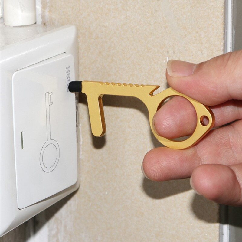 Edc Antibacterial Door Handle Anti-epidemic Key Chain Anti-contact Tool To Open The Door Press Elevator Protective Portable Door