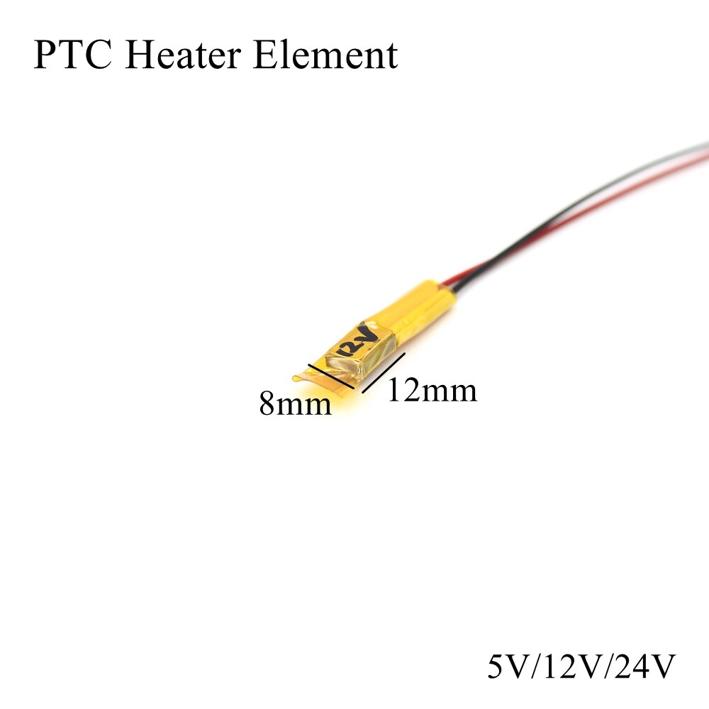 12x8mm 5V 12V 24V PTC Heater Element Constant Thermostat Insulated Thermistor Ceramic Air Heating Chip Tube Film 12*8mm